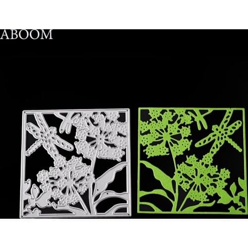 ABOOM 1PC Frame Dragonfly Flower Metal Cutting Dies Stencils For DIY Scrapbooking Album Decorative Embossing Craft Die Cut