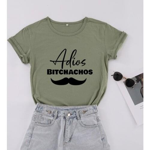 Adios BITCHACHOS Funny Letter Women Tshirt Casual Short Sleeve Top Tees Cotton Round Neck Korean Clothes Fashion Unisex Clothing