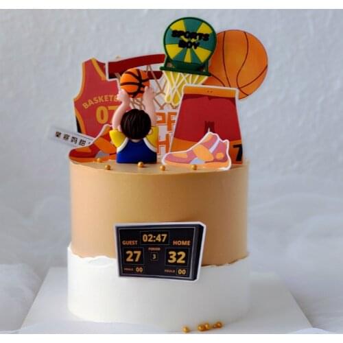 Basketball Football Theme Party Cupcake Topper Happy Birthday Cake Topper Flage For Kids Boy Birthday Party Cake Decors Supplies