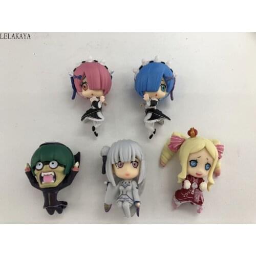 5pcs Re: Life in a Different World From Zero Emilia Rem Ram Keychain Pendant PVC Collection Model Action Figure boy girl Toys