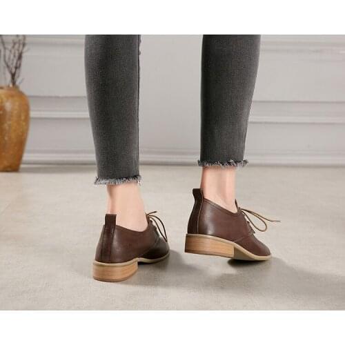 British StyleWild JokerLeisure timeComfortableSmall leather shoesRetro styleGenuine leatherWomens Shoes