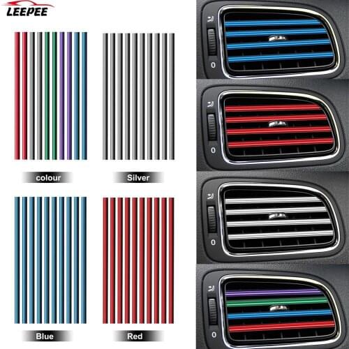 DIY Car-styling Car Air Vent Trim Strip Air Conditioner Outlet Grille Decoration Chrome Styling Moulding 10 Pieces U Shape