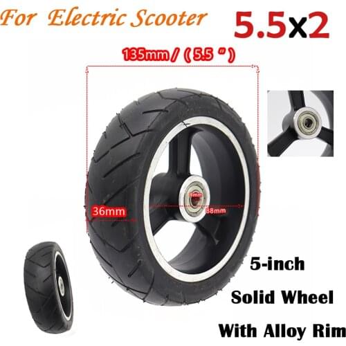 Good quality solid wheel 5 inch 5.5x2 145x40 fast wheel Carbon fiber scooter solid tire with alloy rim