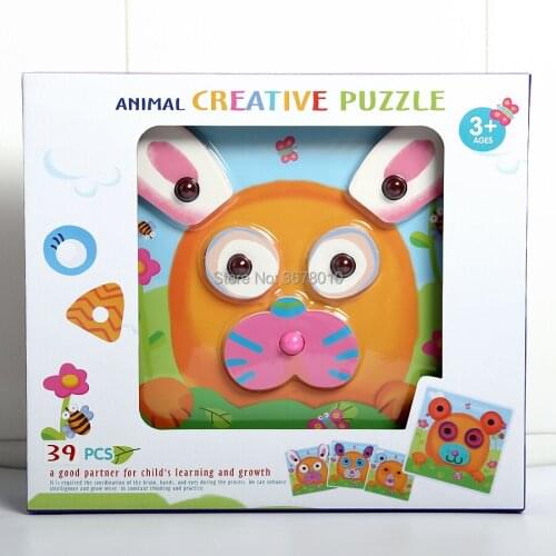 Animal creative Puzzle Game,39 EVA Designs,Cute Colorful Animal Shapes Motor And Cognitive Skills Development Education Toys