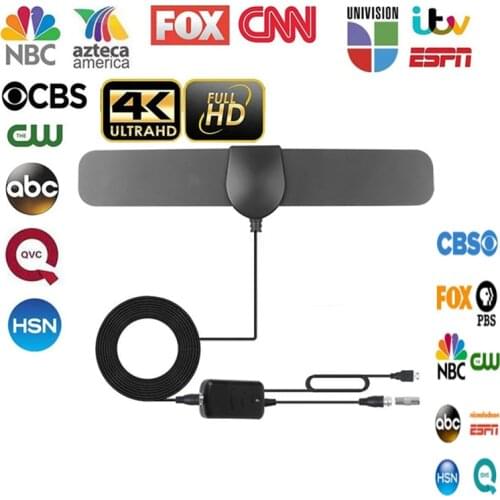 KEBIDU 20dBi50 Miles High Gain HDTV Indoor TV Antenna DVB-T2 Digital Amplifier Booster Active Indoor Aerial HD Flat Design