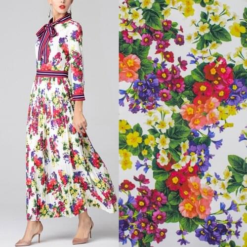 Colorful Flowers Digital Printed Polyester Chiffon Plush Fabric For Dress Tissu Au Metrer Tulle Cheap Chinese Ткань Для Шитья