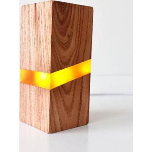 Creative LED desk lamp resin wood Table Lamp birthday gift USB key switch sleep led lamp Bedside Table Lightings For Bedroom