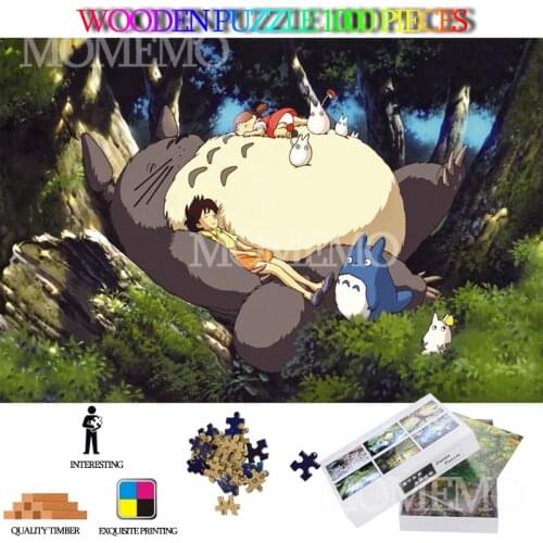 My Neighbor Totoro Wooden Jigsaw Puzzles 1000 Pieces Cartoon Anime Puzzle for Adults Fine DIY Assembly Puzzle Toys for Kids Teen