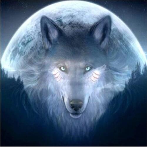 2021New 5D DIY Full Round/Square Diamond Painting Wolf & Moon Cross Stitch 3D Embroidery Rhinestone Mosaic Home Decor Gift Y1595