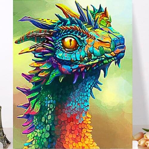 Colorful Little Dinosaur Animal DIY Digital Painting By Numbers Modern Wall Art Canvas Painting Unique Gift Home Decor 40x50cm