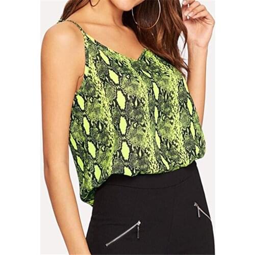 New Sexy Women Strap Slim Fit Vest Snakeskin pattern Tank Tops Summer serpentine Print Shirt Plus Size