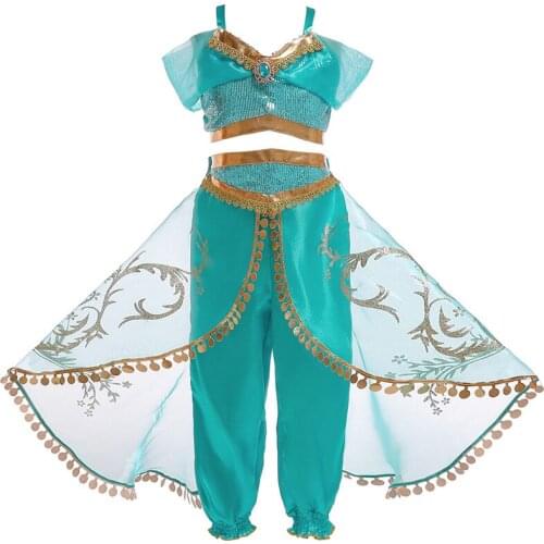 Baby Girls Dress Aladdins Lamp Jasmine Princess Dresses Christmas Halloween Cosplay Costume Kids Dresses For Girls Party Dress
