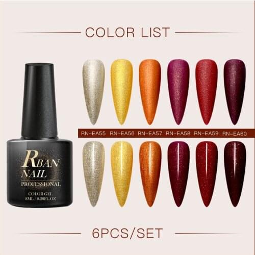 RBAN NAIL Gel Nail Polish 6/7PCS Set Hybrid Varnish Semi Permanent UV LED MatteTop Coat For Nail Art Manicure Kit Gel Polish Set