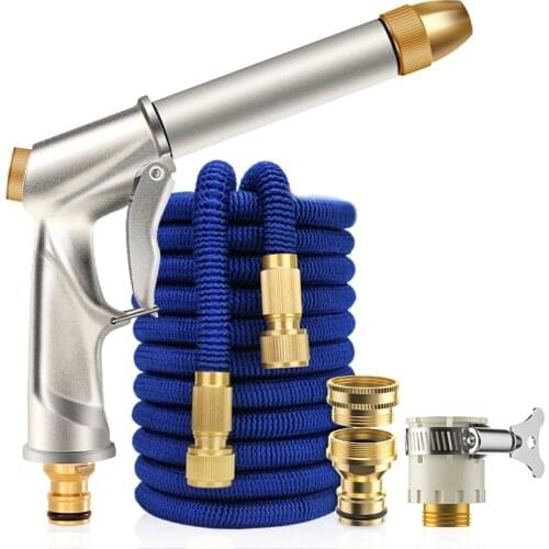 Adjustable High Pressure Washer Water Gun With Elastic Sprinkler Hose Metal Spray Nozzle Car Foam Washing Tools Garden Watering