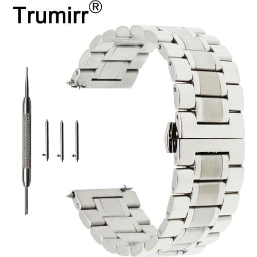 20mm 22mm Stainless Steel Watch Band for Fossil Quick Release Strap Butterfly Buckle Wrist Belt Bracelet Black Silver Grey