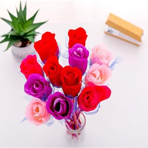 4pcs/lot Novetly Party Rose Flower Ballpoint Pen Decorative Gift For Valentines Day School And Office Supply Writing Pen