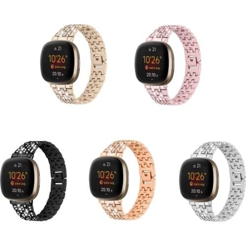 Replacement Metal Diamond Wristband Watch Band Strap for -Fitbit Versa 3 Sense