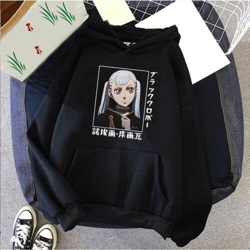 Harajuku Japan Anime Black Clove Noell Silva Hoodies Fashion Manga Letter Print Hoody Pullover Winter Casual Warm Men Sweatshirt