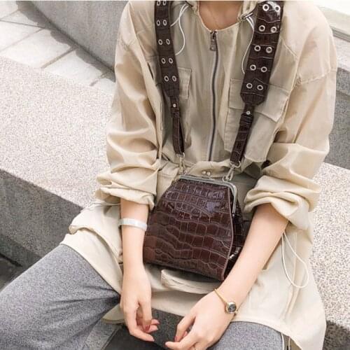 Vintage Crocodile Pattern Messenger Women Luxury Alligator Shoulder Crossbody Bags Designer Croc Pu Leather Female Flap Bag Chic
