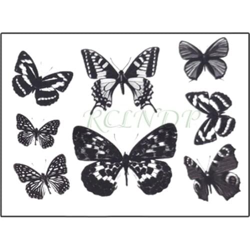 Waterproof Temporary Tattoo Sticker Black Butterfly Small Art Fake Tatto Flash Tatoo Wrist Foot Hand Neck for Men Women