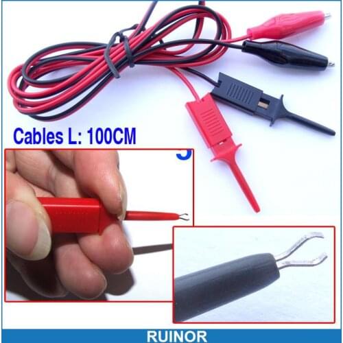 10pcs/lot Alligator Clip to Test Hook Cable Grabbers Probes IC 1M