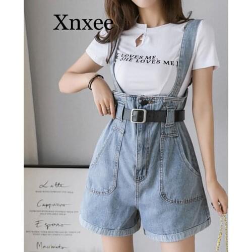S- 3XL New Summer Plus Size Denim Overalls Female Harajuku Kawaii Playsuits Feminino Loose Students Women Jumpsuit Shorts Mujers
