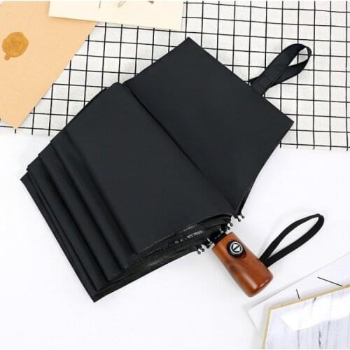 Fully Automatic 10k 3 Folding Umbrella Men Business Creative Windproof Reinforced Anti-UV Parasol Advertising Umbrella