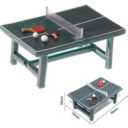 1/12 Dollhouse Table Tennis Ball Mini Ping Pong Table With Balls Rackets Doll House Decoration