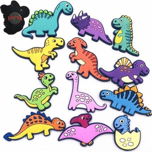 12PCS PVC Colourful Cute Fridge Magnets Jurassic Tyrannosaurus Dinosaur Refrigerator Magnetic Sticker Boys Gifts StationaryToys