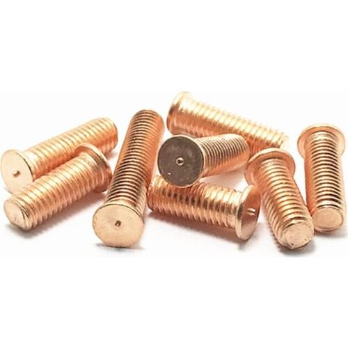 2/50pc M3 M4 M5 M6 M8 M10 Carbon Steel Copper Plated Stud Weld Spot Welding Screw Solder Point Nail Bolt for Capacitor Discharge