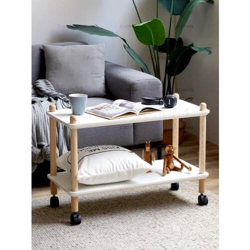 2000 Movable Corner Table Sofa Bedside Small Table White Living Room Simple Side Table Nordic Cart Solid Wood Coffee Table Ins