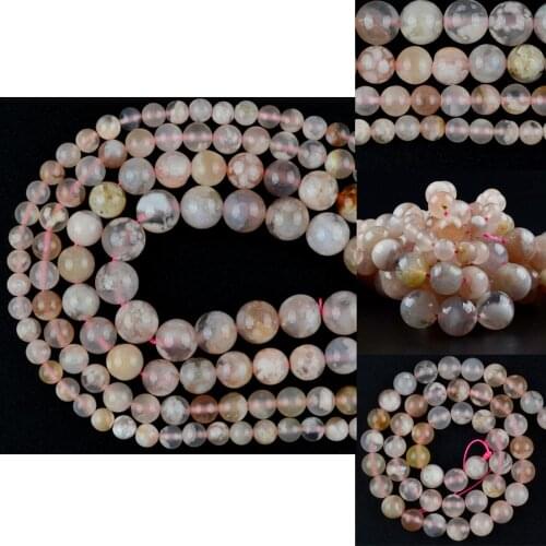 AAA Natural Gem Cherry Agates Stone Beads Pink Round Loose Beads For Jewelry Making Diy Bracelet Necklace Charm 6 8 10 12mm 15