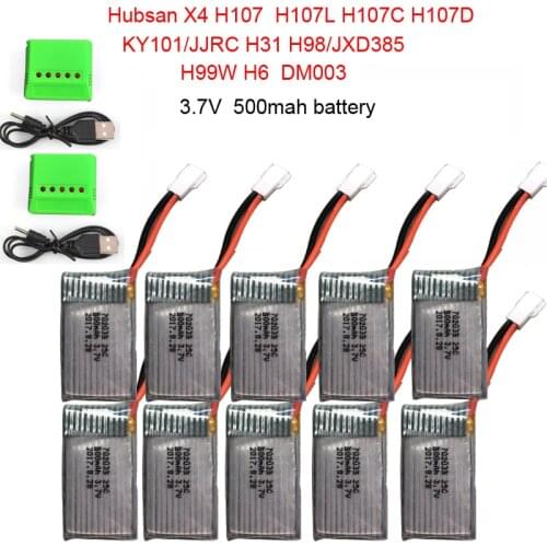 3.7V 500mah battery Hubsan X4 H107 h107C H107L H31 H98 KY101 jxd385 25C 3.7V 500mAh RC Quadcopter Lipo Battery DM003 H9 D99w