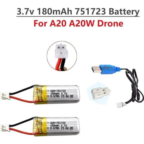 2Pcs/Set Original 3.7V 180mAh Lipo Battery For A20 A20W Four-axis Drone RC Quadcopter Spare Parts For A20 A20W Drone Battery