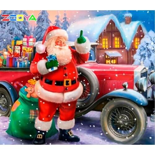 5D Diy Diamond Painting Santa Claus Christmas Full Circular Diamond Embroidery Cross Stitch Diamond Rhinestone Home Decor H026