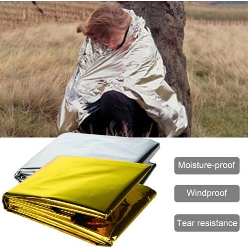 Emergency Blanket Outdoor Life-saving Sleeping Bag 160x210CM Silver/gold Aluminum Foil Solar Rescue Blanket Moisture/wind-proof