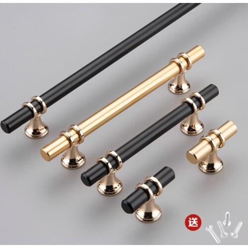 Black Gold Furniture Handles Kitchen Cabinet Handles Solid Wardrobe Drawer Knobs Handles For Cabinets and Drawers Hardware