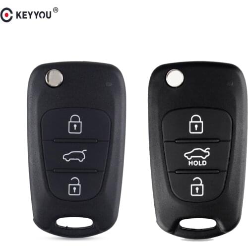 KEYYOU 10pcs 3 Button Flip key Folding car Remotekey Shell for kia sportage picanto 3 rio k2 K5 cerato ceed soul auto key blanks