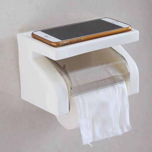 KSOL Waterproof Toilet Paper Holder Tissue Roll Stand Box with Shelf Rack Bathroom