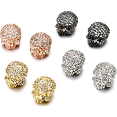 Cubic Zircon Skull Beads Accessories DIY Bracelet Necklace Making Jewelry Best Quality Micro Pave CZ DIY Skull Charm Accessories