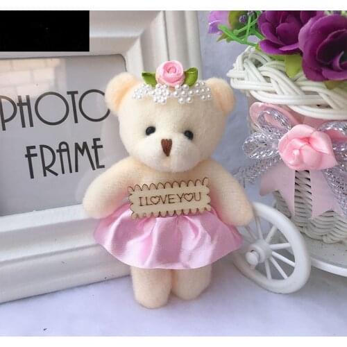 Small Teddy Bears PP Cotton Soft Stuffed Plush Toy Mini cartoon bouquet Teddy-Bear wedding Gift Kids toy Bag Keychain pendant