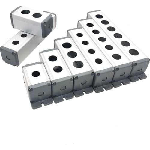 Metal Aluminum Pushbutton industrial Home Control Switch Box 16mm 19mm 22mm 1 /2/3/4/5/6 Holes 45*45mm