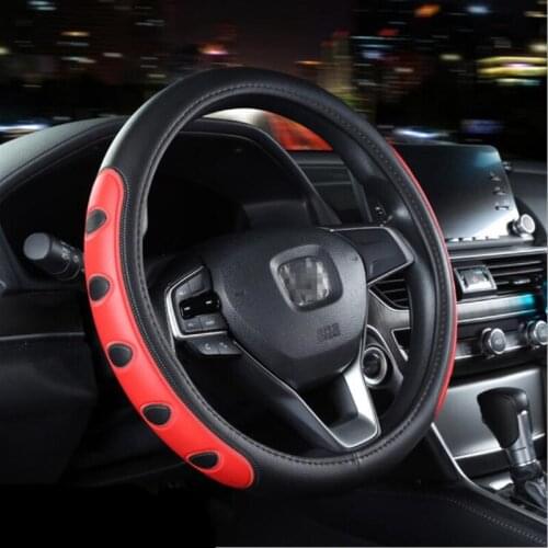 Fashion PU Leather Steering-Wheel Non-slip Wear resistant Sports Style Car Steering Wheel Covers Wholesale Size 38CM