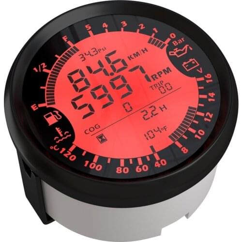 Pack of 1 6 In 1 Multifunction Instrument 85mm GPS Speedometer Tachs Fuel Level Gauge 8-16V Volt Meter 0-5Bar Oil Pressure Gauge