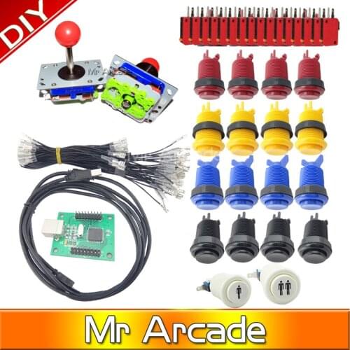 DIY Arcade JAMMA MAME DIY parts KIT for 2 players PC PS/3 2 IN 1 interface USB Encoder to joystick and HAPP buttons