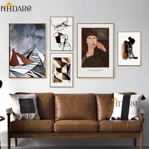 NHDARC Canvas Printings ARC00836 Amedeo Modigliani Light Luxury Abstract Vintage Wall Paintings Posters Living Room Home Decor