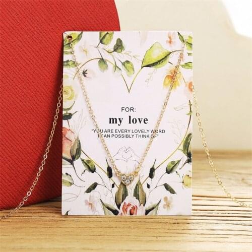 52289 new metal necklace creative simple inlaid diamond Love Pendant Necklace with card