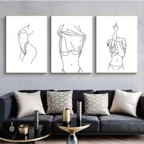 Naked Body Nude Poster Sexy Woman Line Drawing Canvas Painting Female Abstract Wall Art Print Pictures Living Room Home Decor