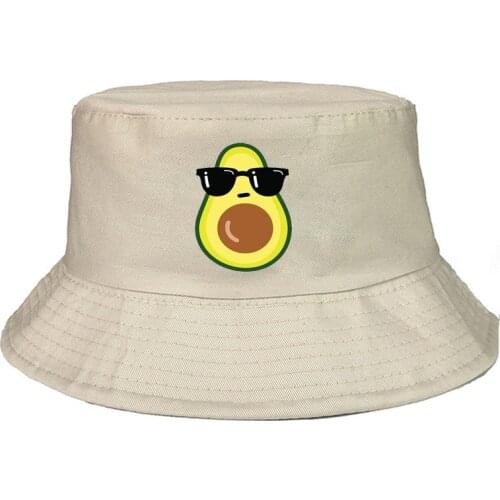 Avocado print Simple Style Fisherman cap Panama Street Side Seaside Beach Tourism Bucket Hat Drivers Cap