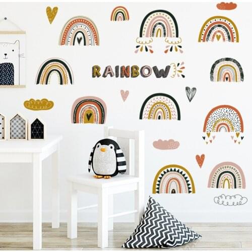 DIY Rainbow Wall Stickers Boy Girl Room Decor Aesthetic Kids Bedroom Decoration Nursery Wall Decals Art Creative Vinly Wallpaper
